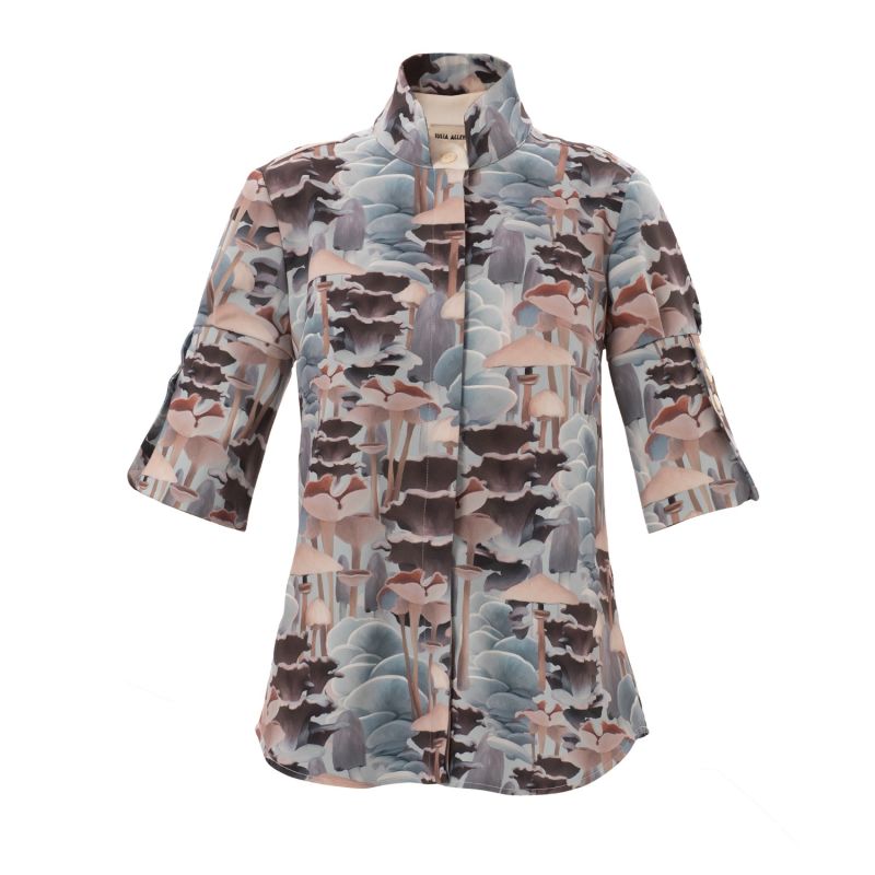 Grey Mushroom Print Short Sleeve Shirt image