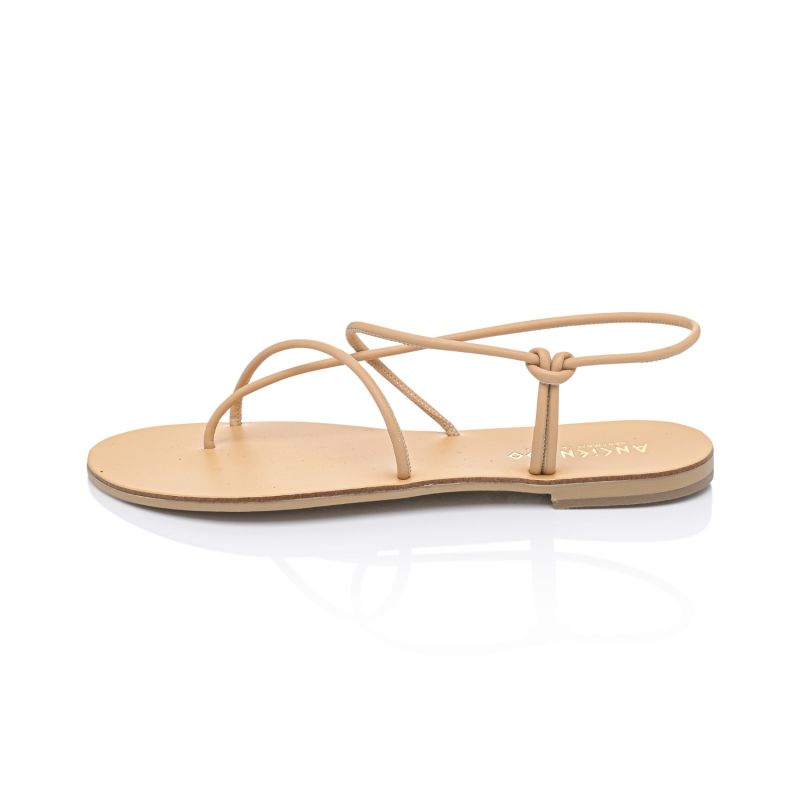 Iaso Cord Nude Handcrafted Women’S Leather Sandals With A Lasso Style Strap image