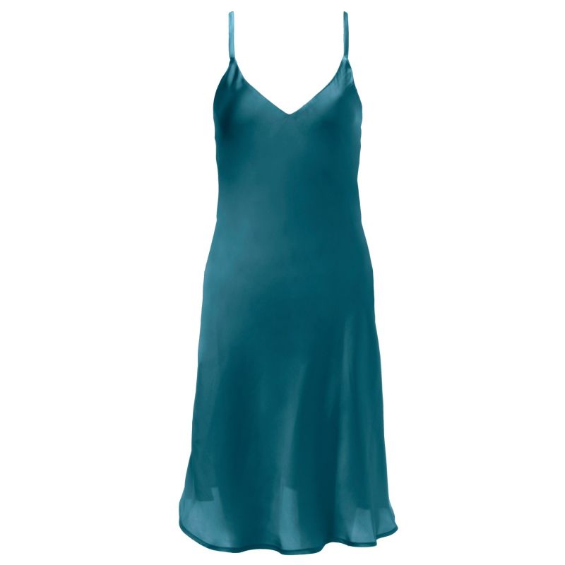 Sateen Slip Dress Emerald Green House of Silk Wolf & Badger