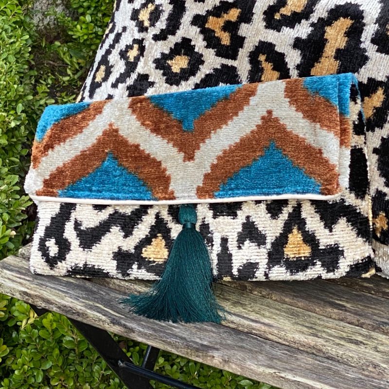 Leopard Velvet Ikat Clutch image