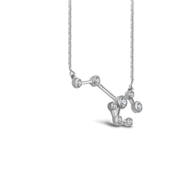 Sagittarius Zodiac Constellation Necklace 18K White Gold & Diamond image