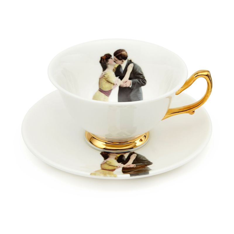 Kissing Couple Teacup & Saucer image
