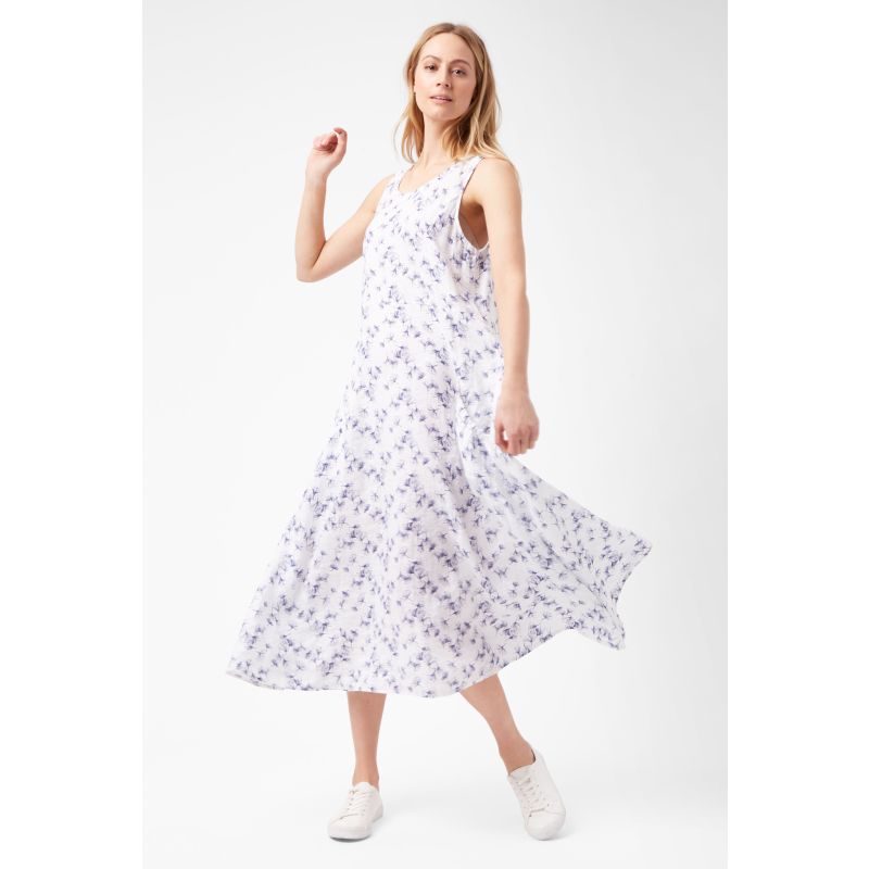 Maxi Linen Print Dress - White image
