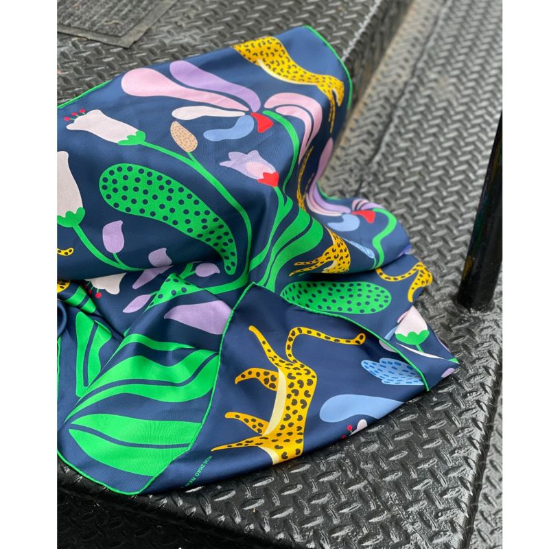 Double Sided Silk Scarf Of Jungle Night image