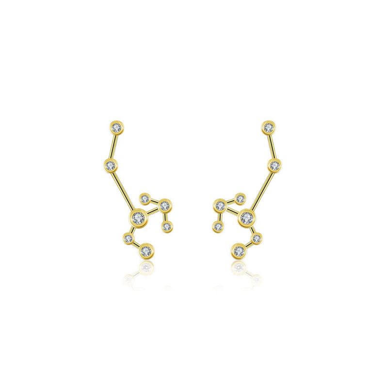 Sagittarius Zodiac Constellation Earring 18K Yellow Gold & Diamond image