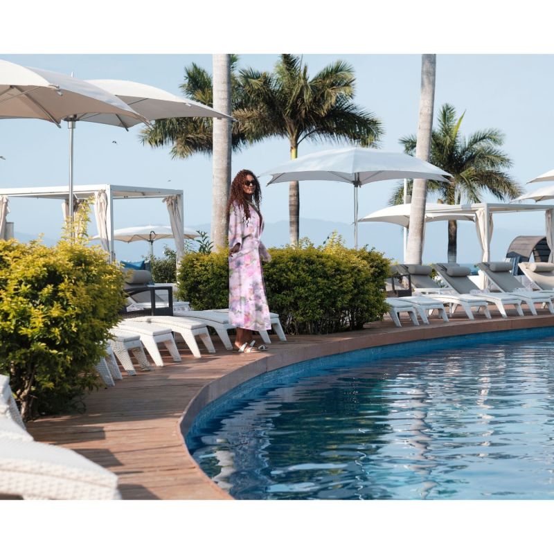 Robe/Swimsuit Cover Up In Exclusive Pink Poppy Print image