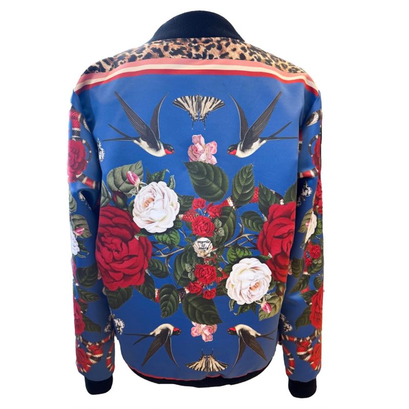 Rock 'N' Roses Women's Satin Bomber Jacket - Admiral image