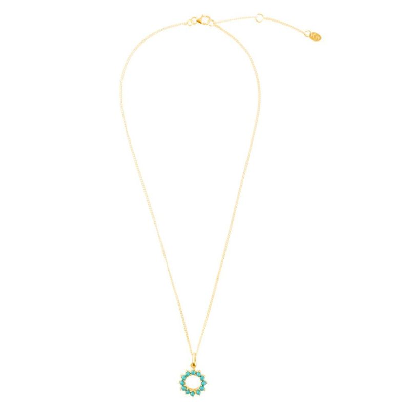 Halo Radiance Small Gold Vermeil Necklace - Turquoise image