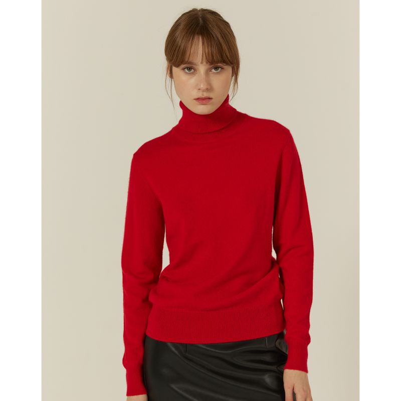 KNITID CASHMERE RIBBED ROLL NECK - Jumper - persian red/bordeaux 