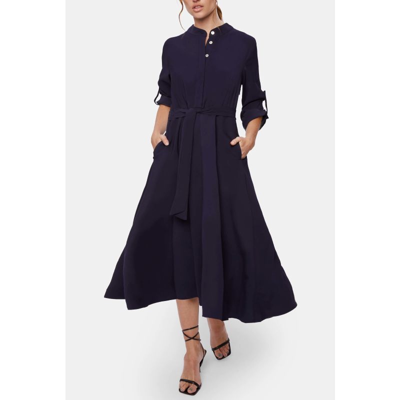 Roll Sleeve Midi Dress Navy image