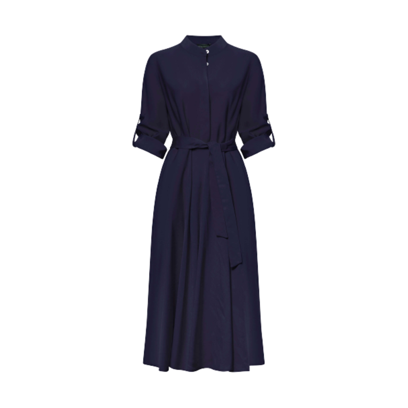 Roll Sleeve Midi Dress Navy image