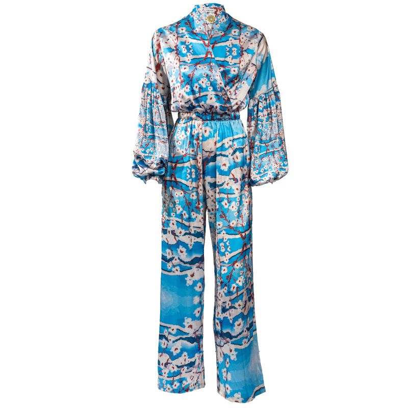 Romanino Silk Jumpsuit In Blue image