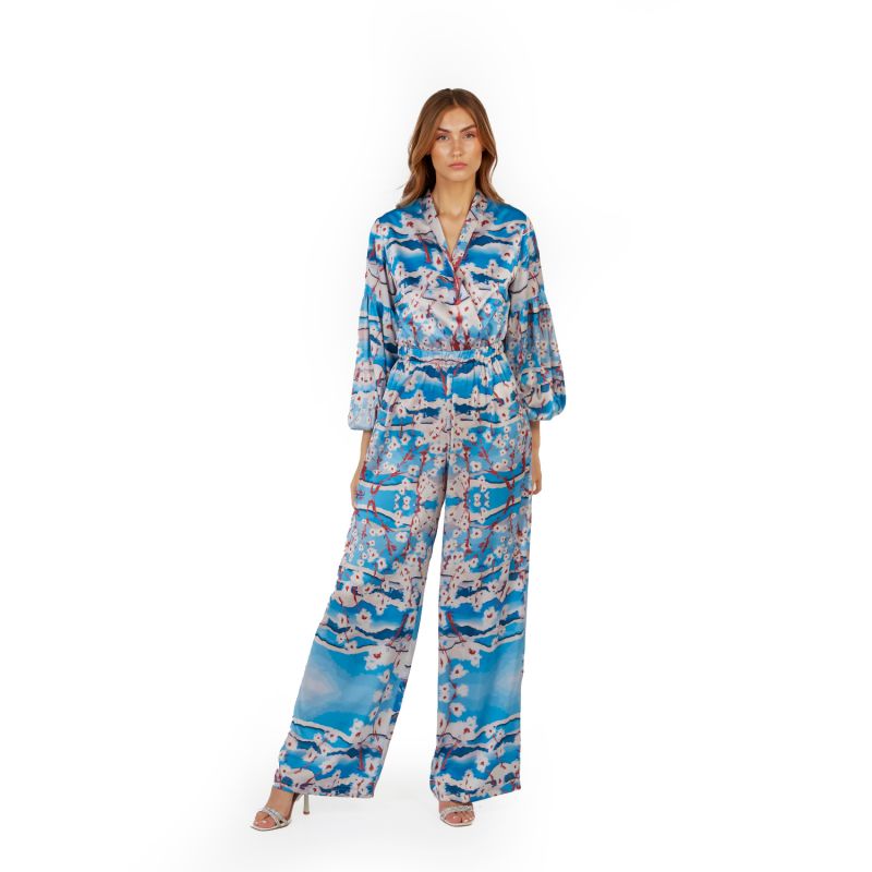 Romanino Silk Jumpsuit In Blue image