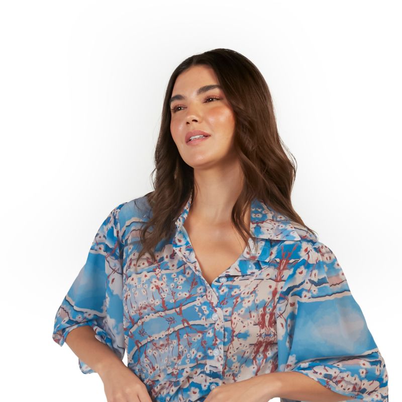 Romanino Silk Romper In Blue image