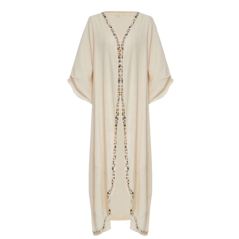 Kaftan In Ecru Crinkled Organic Cotton image