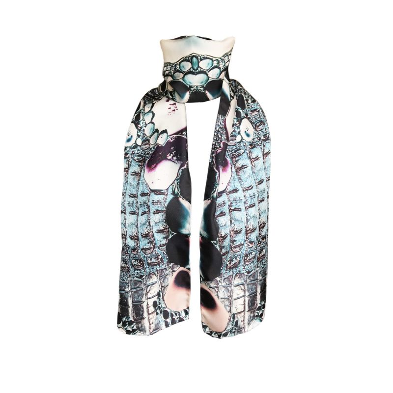 Crocodile & Bubbles Small Silk Scarf image