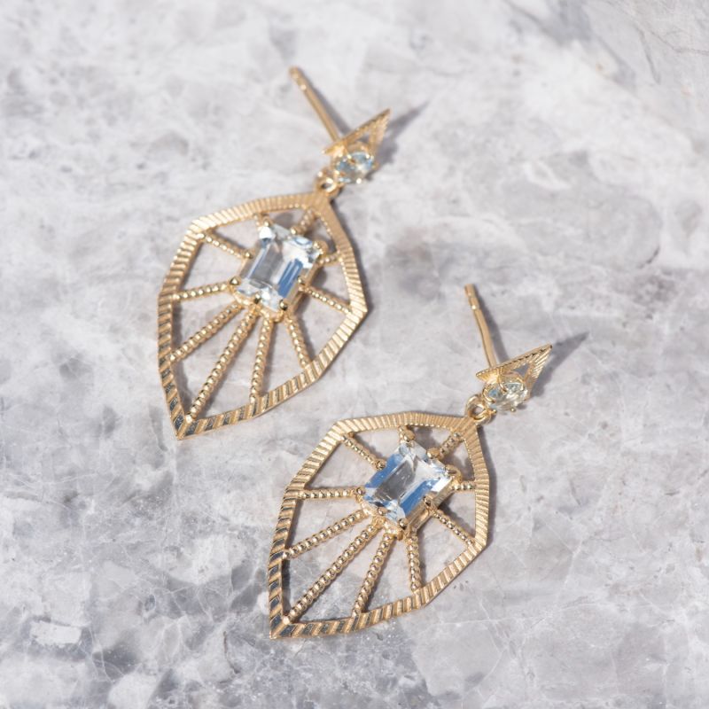 Rosa Earrings Gold Aquamarine image