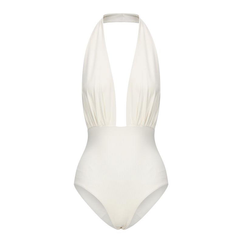 Rosalie Ruched One-Piece Swimsuit In White image