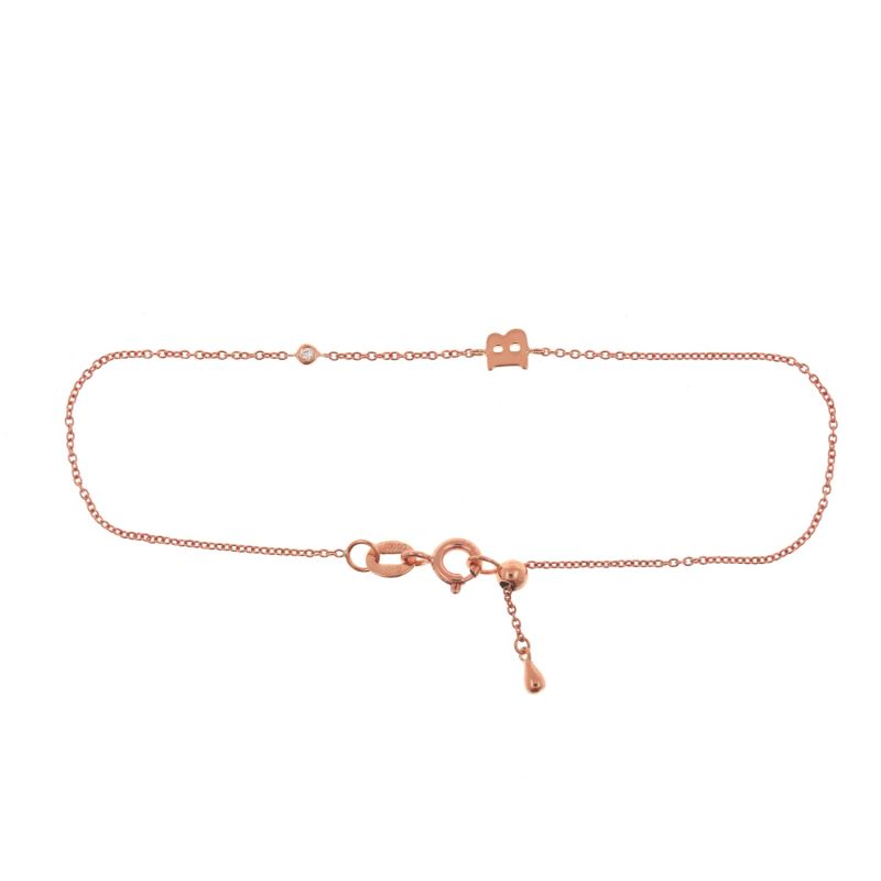 Rose Gold Initial Diamond Bracelet image