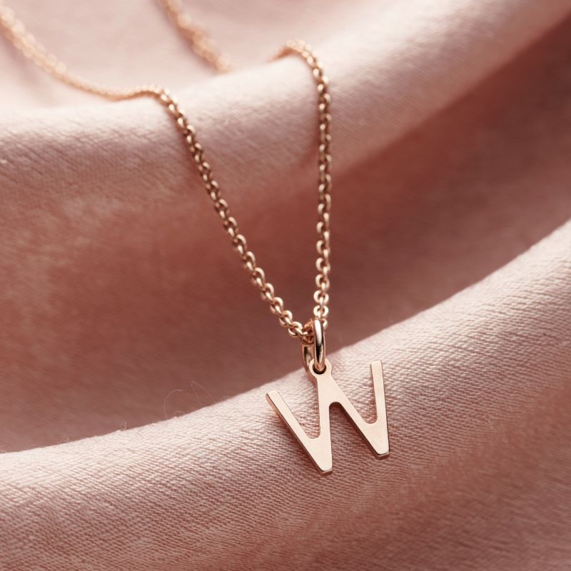 Rose gold plated initial necklace deals