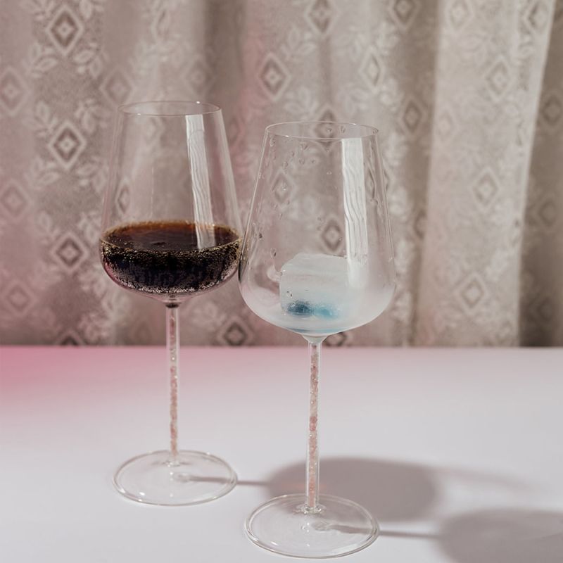 Wine Glasses with Crystal-Filled Stems