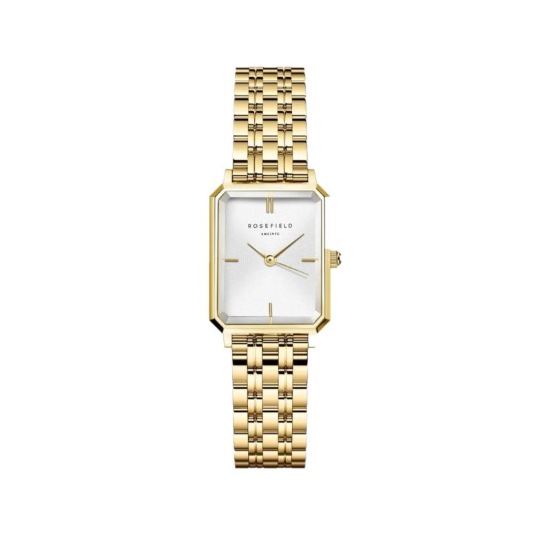 Rosefield Octagon Xs In Gold With Silver Sunray Dial image