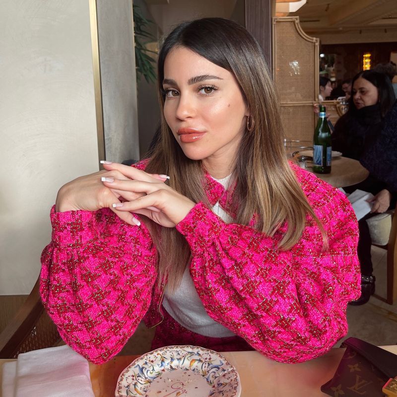 Roselenda Pink Houndstootch Jacket And Mini Skirt Set Selen Jewels