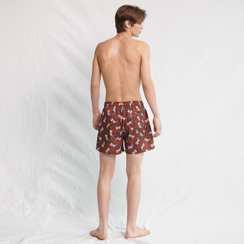 Rosy Western Boots Swim Trunks - Mahogany Brown image