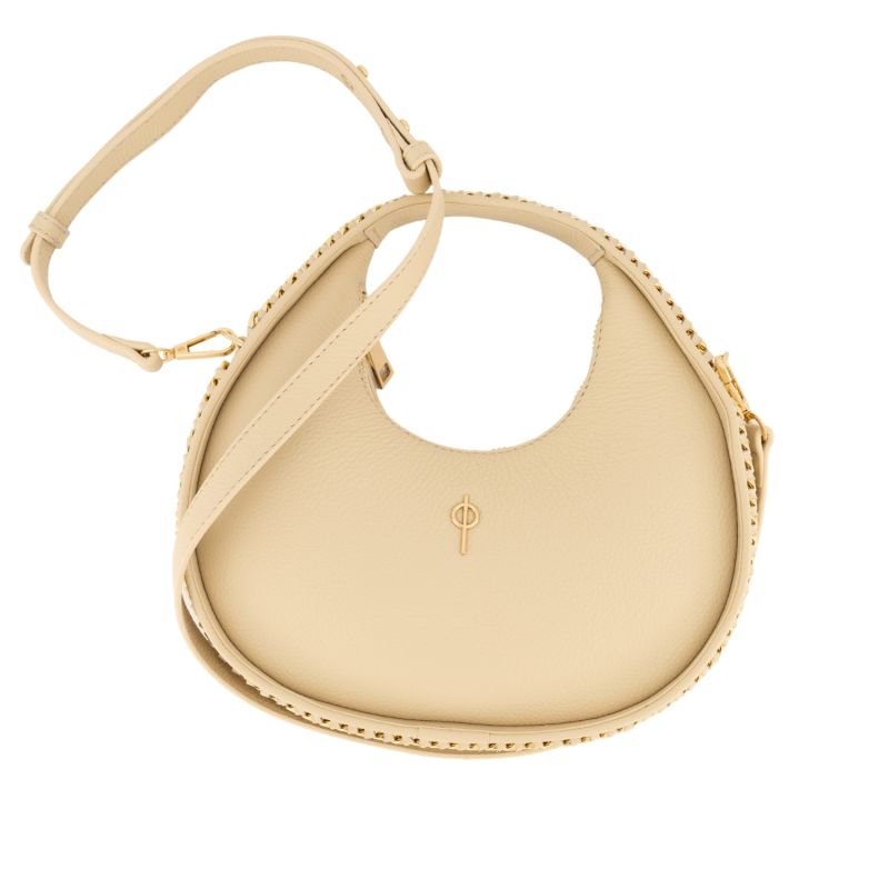 Cylinder Crossbody Leather Bag - Beige image