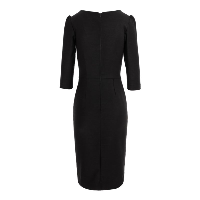 Rounded Neckline Midi Dress With Front Slit image