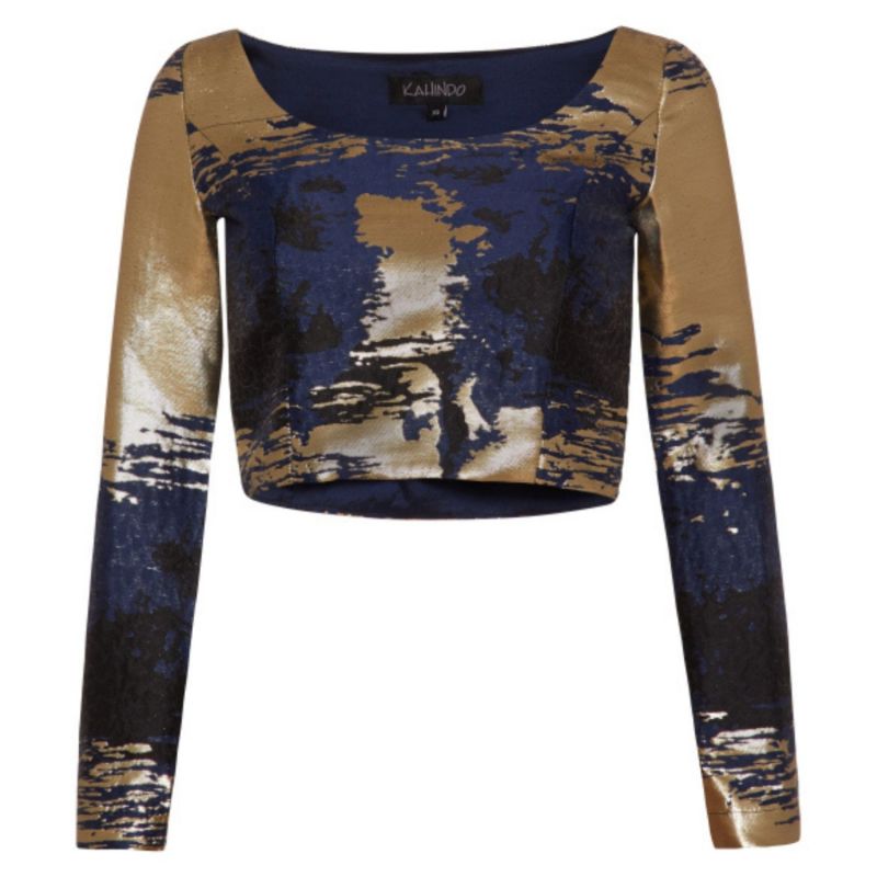 Royal Blue Gold Jacquard Zendaya Top image