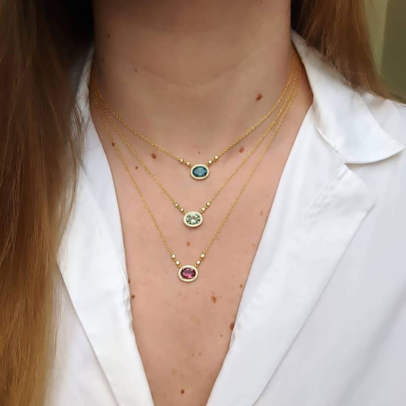 Aura Tourmaline Drop Necklace - Light Green image