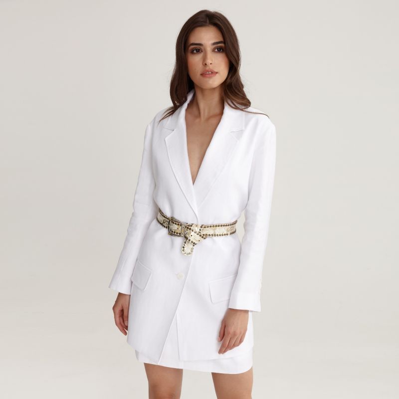 Mini Skirt In White Linen | LITA COUTURE | Wolf & Badger