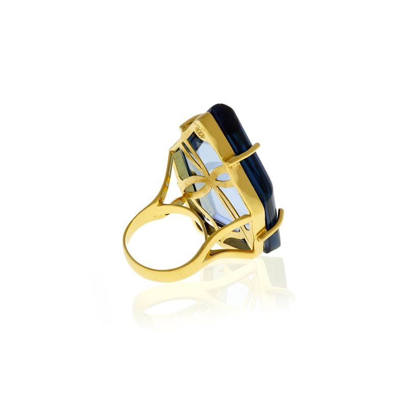 Gold Signature Asymmetric Crystal Ring image