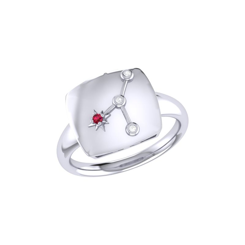 Cancer Crab Constellation Signet Ring In Sterling Silver image