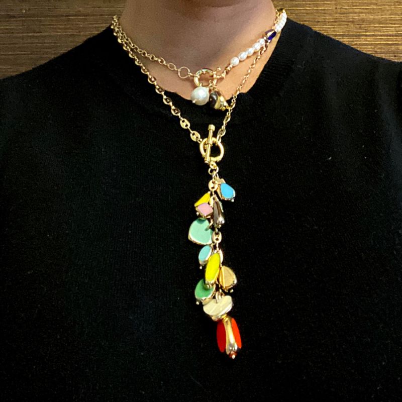 Multi Color Cluster Charm Necklace image