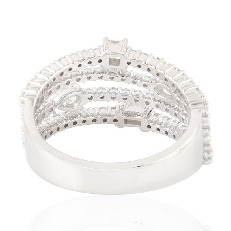 18K White Gold Four Layer With Pave Diamond Designer Band Ring image