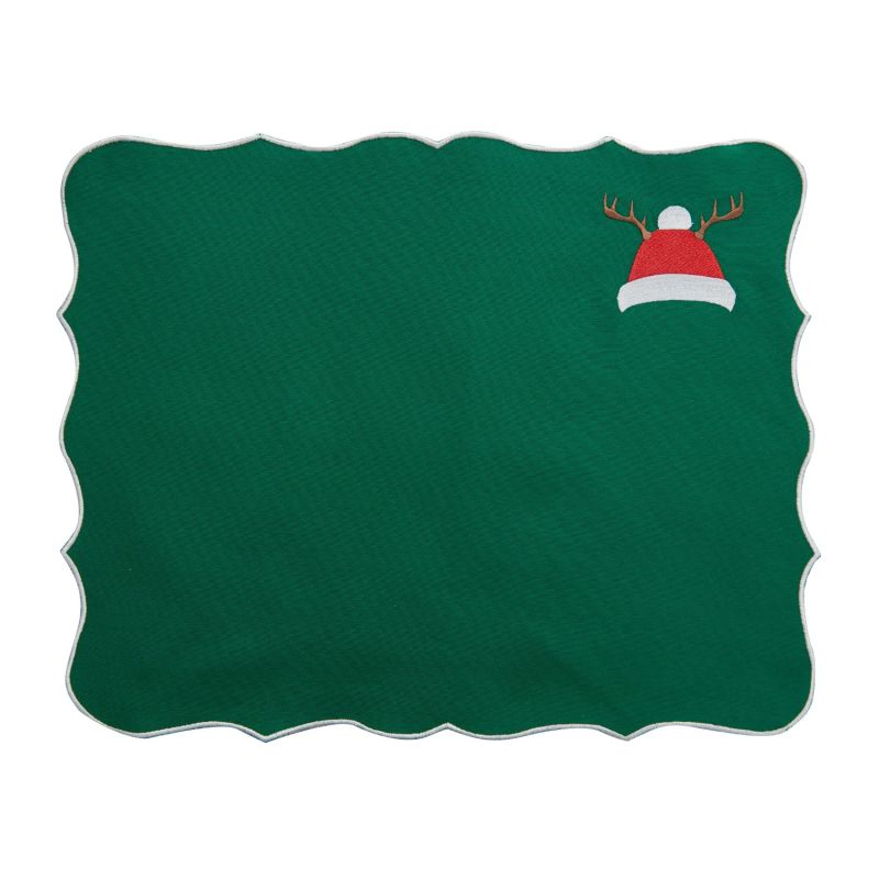 Santa Hat Embroidery Cotton Placemats Set of 2 image