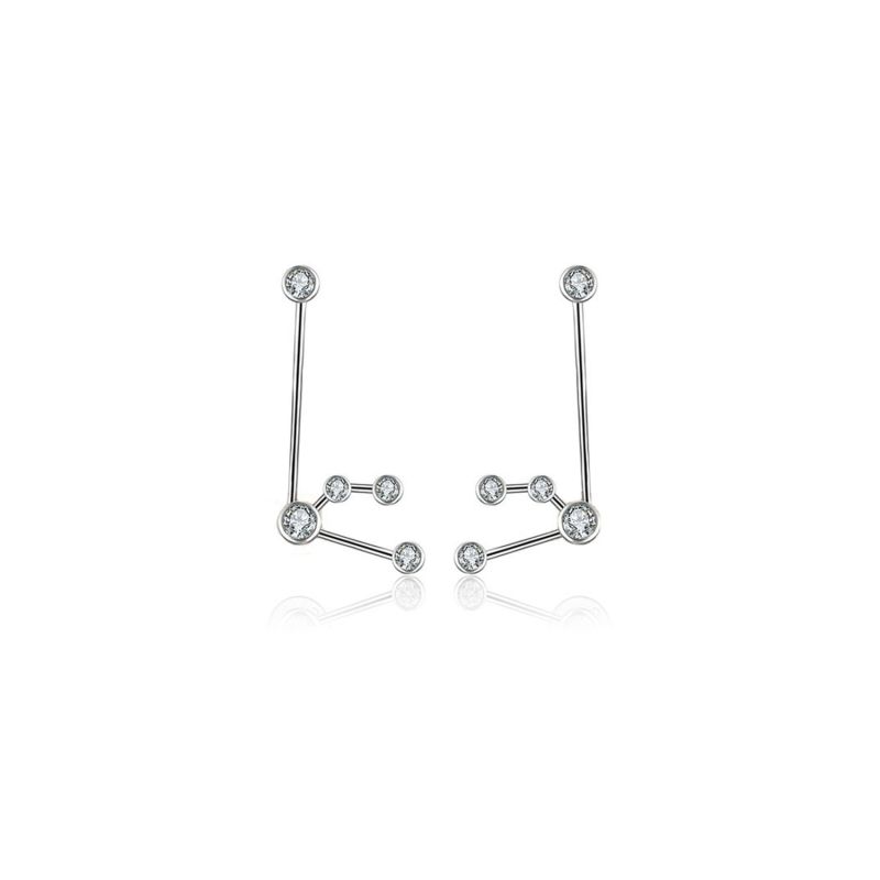 Aquarius Zodiac Constellation Earring 18K White Gold & Diamond image