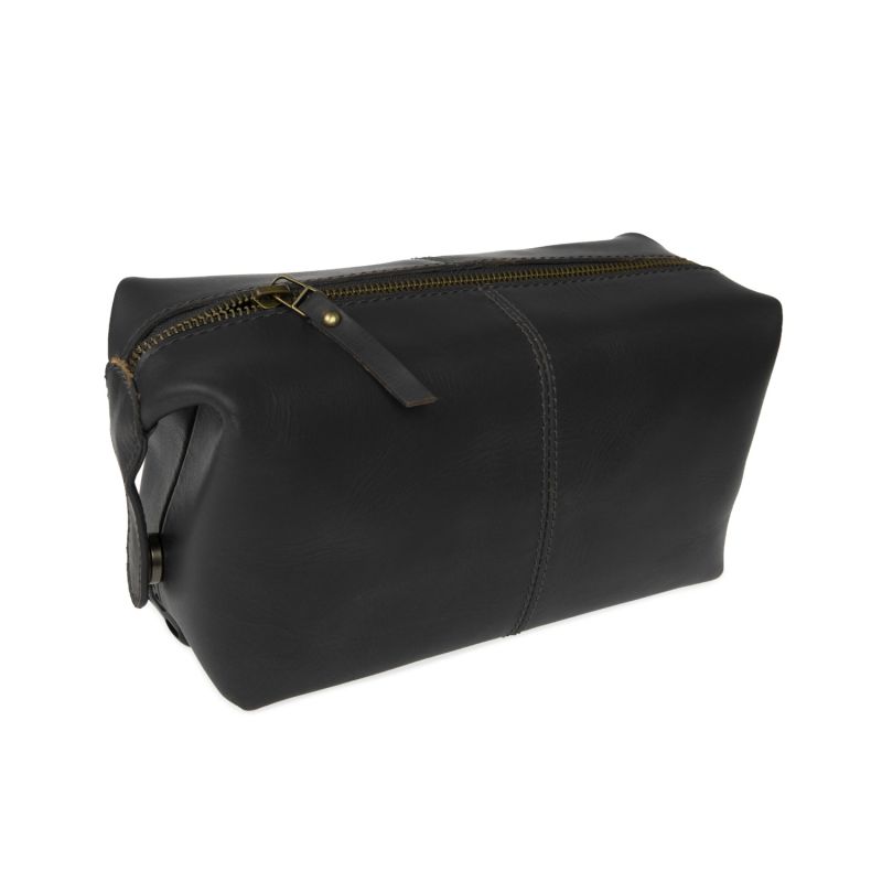 Classic Black Leather Wash Bag image