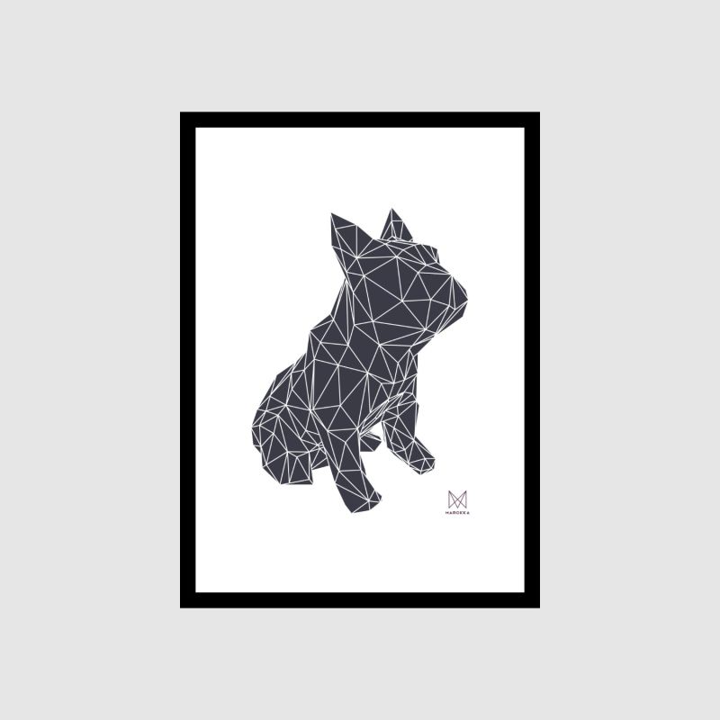 French Bulldog Geometric Print - Frank Black On White Background image