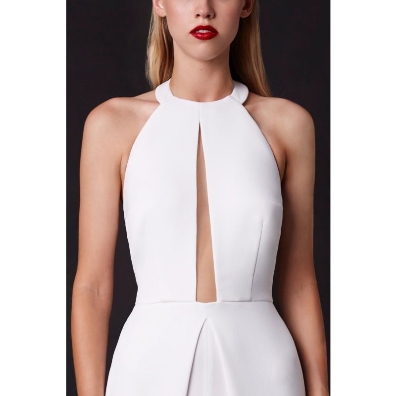 Nomi White Satin Crepe Split Leg Jumpsuit image