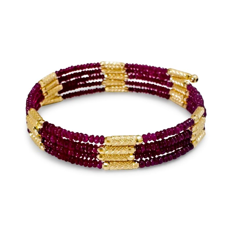 Ruby Beads & Magnet Necklace In Yellow Gold image