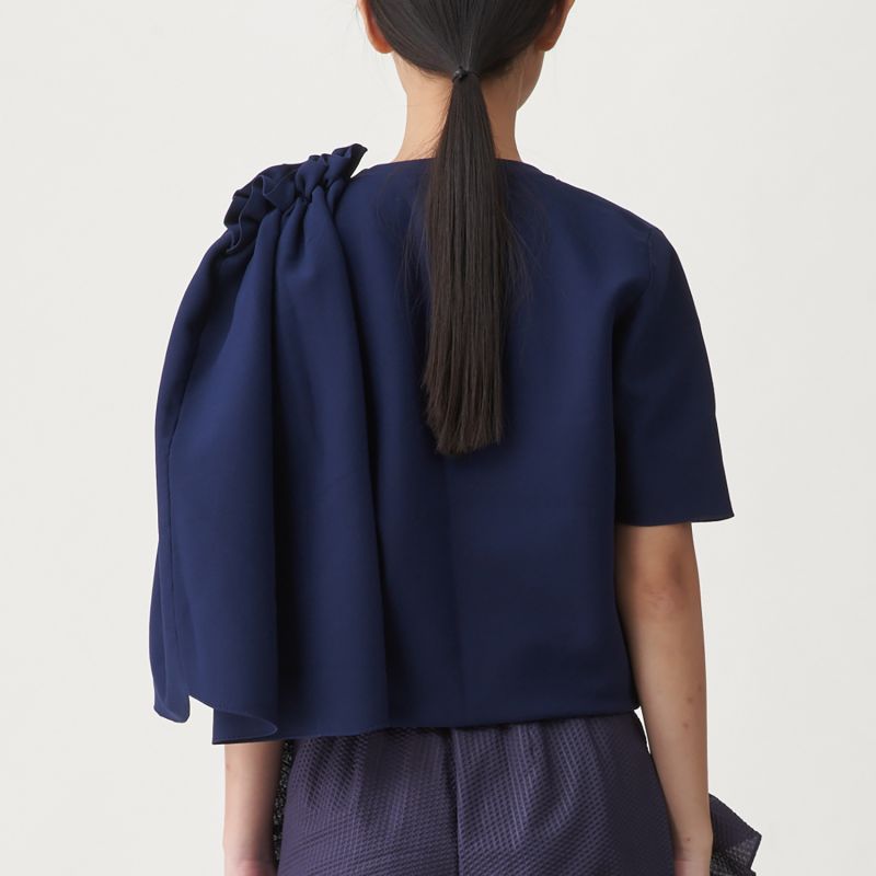 Ruffles Minimal Knit Top - Knight Blue image