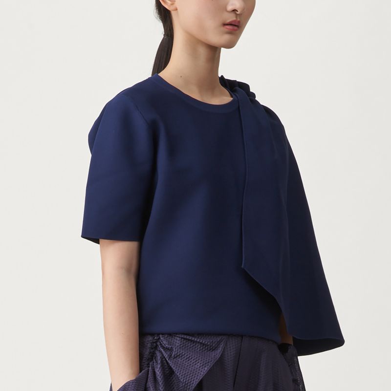 Ruffles Minimal Knit Top - Knight Blue image