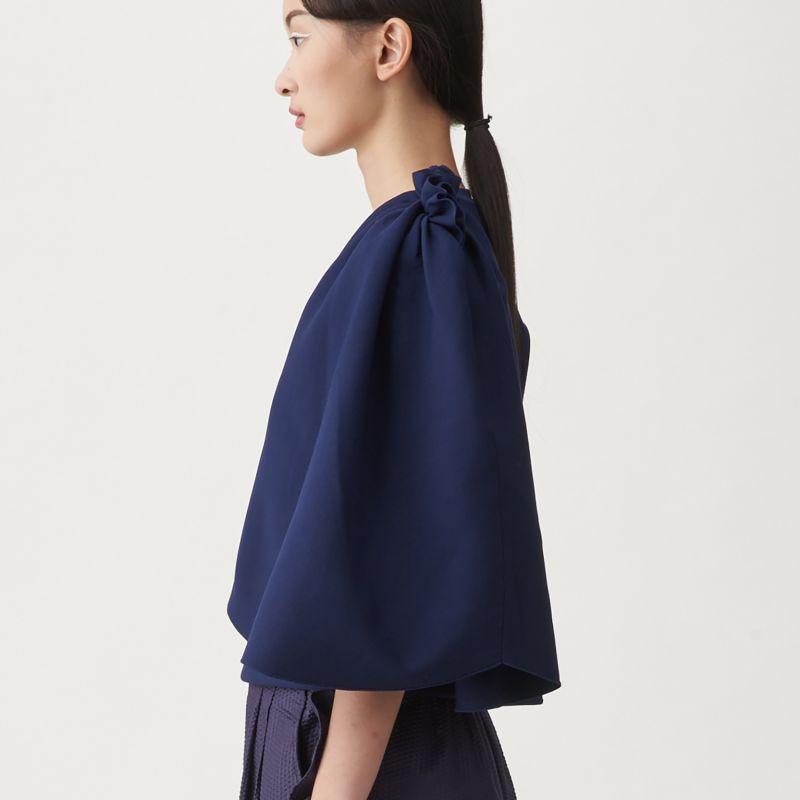 Ruffles Minimal Knit Top - Knight Blue image