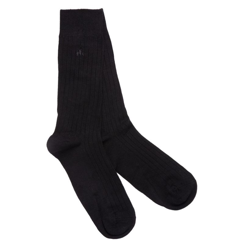 Black & Royal Blue Bamboo Sock Bundle - Four Pairs image