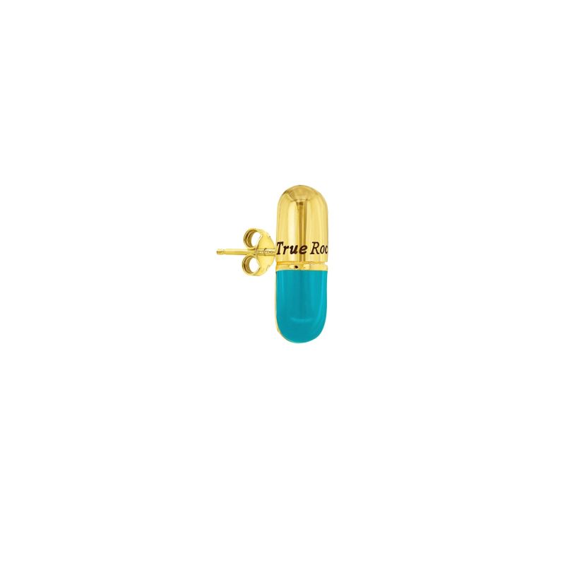 Turquoise Enamel & 18Kt Gold Plated Pill Stud image