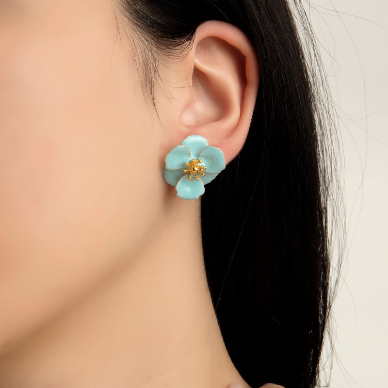 Turquoise Blossom Flower Earrings image