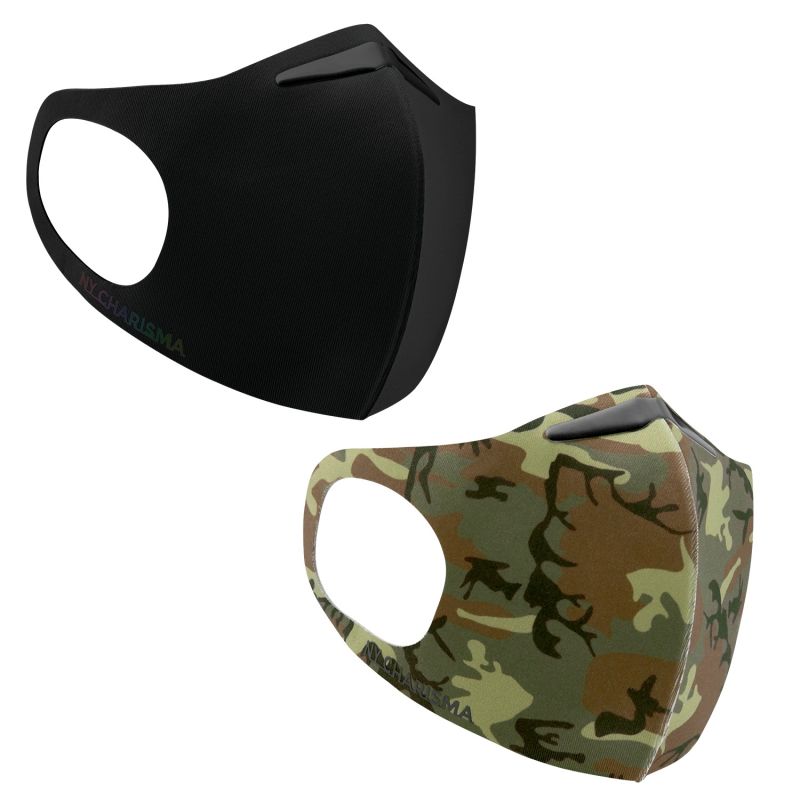 2 Pack Washable Face Mask - Black & Camo image